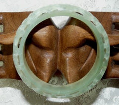 Sale: Dynasty Carved "Happiness and Beauty" Jade Bangle 60mm (DC55)