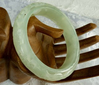 Sale: Dynasty Carved "Happiness and Beauty" Jade Bangle 60mm (DC55)