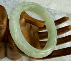 Sale: Dynasty Carved "Happiness and Beauty" Jade Bangle 60mm (DC55)