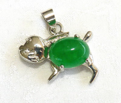 Small Jade and Silver Dog Pendant/Charm (P655)