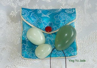 "Yin Yang" Set of 3 Jade Eggs for Kegel, Pelvic Floor Exercise-Drilled with Hole