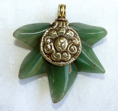Strength and Endurance" Chinese Jade Maple Leaf Pendant (P653)
