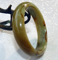 "Elegant Earth" Chinese  "River Jade" Bangle Brace;et  59.5mm (NJ2175)