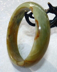 "Elegant Earth" Chinese  "River Jade" Bangle Brace;et  59.5mm (NJ2175)
