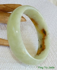 Honey Veins, Charcoal "Butterfly Tracks" Chinese Jade Bangle Bracelet 59mm (NJ2376)