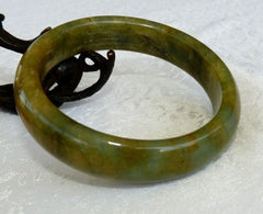 "Passion for Life" Deep Green and Hong-Honey Chinese "River Jade" Bangle Bracelet 59mm (NJ2526)