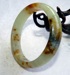 "Earth at Sunset" Chinese River Jade Bangle Bracelet 60 mm (NJ2603)