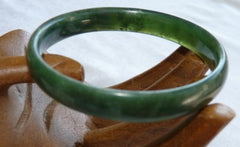 "Luminous" Deep Deep Green Chinese Jade Bangle Bracelet 57mm (NJL2232)