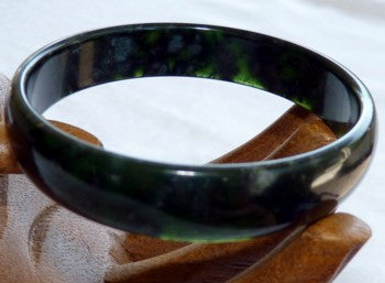 Rare "Luminous"  Chinese Jade Deep Deep Green Jade Bangle Bracelet 58mm (NJL2237)