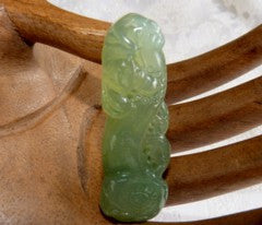 "Snake Brings Wealth and Happiness" Translucent Chinese Jade Pendant P563)