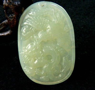 "Phoenix Arises From Flames" Chinese Jade Pendant (P-628)