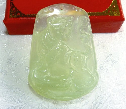 "Power and Energy" Large Chinese Jade Tiger Pendant (P659)
