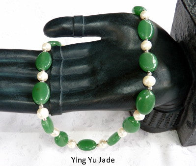 Apple Green Jade and Lustrous Pearls Necklace (JPNCK-553)
