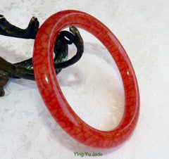 "Chicken Blood Red" Classic Round Chinese Jade Bangle Bracelet 63mm (NJ-2662)