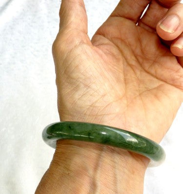Sale-Vintage Qing Dynasty Classic Round Jadeite Bangle Bracelet (V-1208)