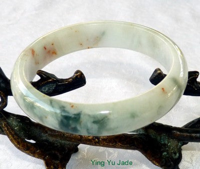 Sale-Qing Dynasty "Fu Lu Shou" Burmese  Jadeite Jade Bangle Bracelet 59mm (V1291)