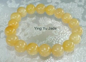 "Well Being" Yellow Chinese Jade Bead Stretch Bracelet