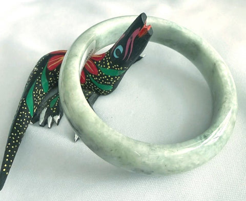 Sale-New Listing 60 mm "Yin and Yang Balancing" Burmese Jadeite Bangle Bracelet "A" with Certificate  (7941)