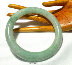 Sale-New Listing "Good Green" Classic Round Burmese Jadeite Bangle Bracelet 58 mm + Certificate (BB-C-3005)