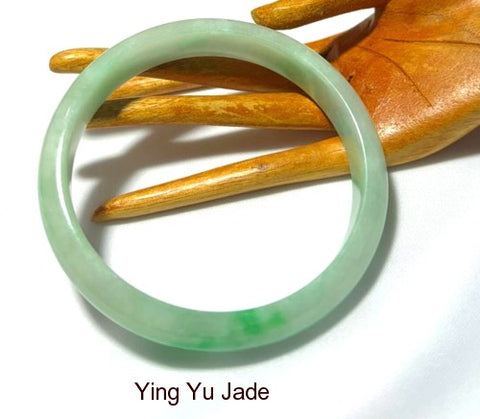 Sale-New Listing Varied Shades of Green Burmese Jadeite Bangle Bracelet Grade A t 68 mm +Certificate  (BB-C-3006)