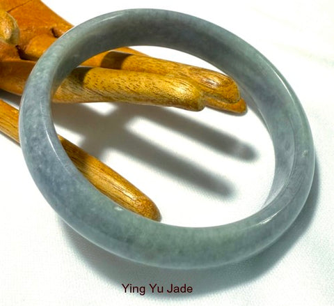 Sale-New Listing-"Shades of Gray" Burmese Jadeite Bangle Bracelet 58 MM (BB3010)