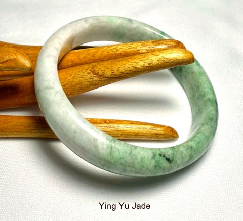 Sale-New Listing  "Balance Your Life" Yin and Yang Burmese Jadeite Bangle Bracelet 57.5 mm (BB3013)