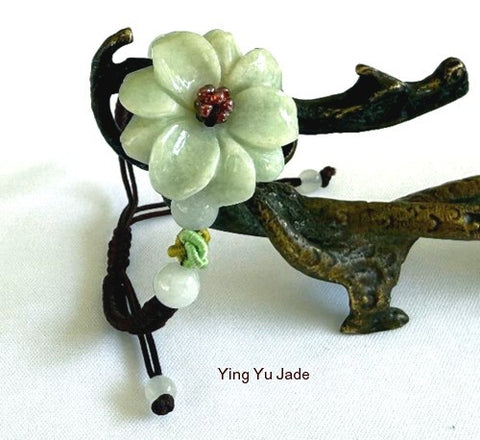 Sale-New Listing "Feminine" Flower Burmese Jadeite Adjustable Bracelet (BJB-87)