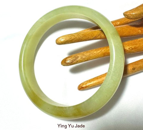 "Endlessly Interesting" Chinese Jade Bangle Bracelet 69 mm (NJ-2369)