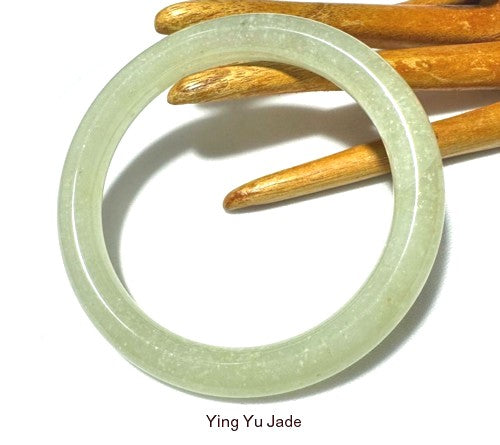 Classic Round "Endlessly Interesting" Chinese Jade Bangle Bracelet 60 mm  (NJ2658)