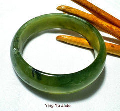 Sale-New Listing-Gorgeous Green Chinese Jade Bangle Bracelet 52 mm (NJ-2671)