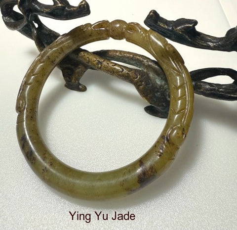 Sale-New Listing-Dynasty Style "2 Dragons Play Pearl" Chinese Jade Bangle Bracelet 64 mm