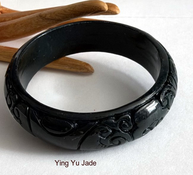 Sale New Listing "Classic Carved" Chinese Jade Bangle Bracelet 58 mm Bangle Bracelet (NJ2785)