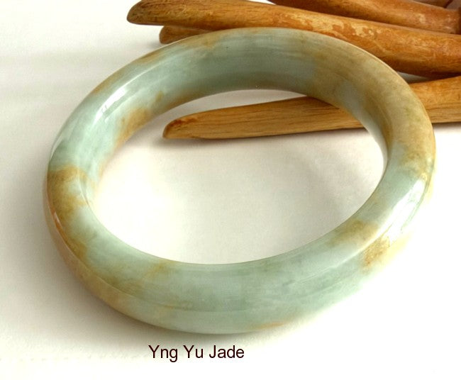 Sale New Listing  "Happy Healthy Body Mind Spirit" Chinese Jade Bangle Bracelet 58 mm (NJ2786)