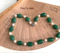 Sale-New Listing  Genuine Natural Chinese Jade and Pearls Necklace