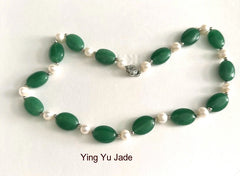 Sale-New Listing  Genuine Natural Chinese Jade and Pearls Necklace