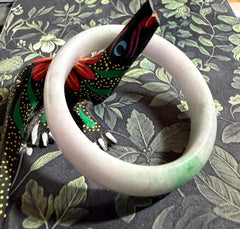 Sale-New Listing "Hidden Dragon" Burmese Jadeite Grade A Bangle Bracelet 52.5 MM (B-B3019}