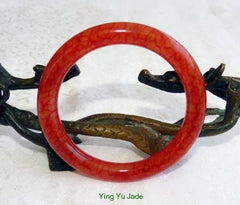 Sale-"Chicken Blood Red" Classic Round Jade Bangle Bracelet 56 mm (NJ-2663)