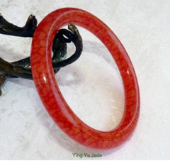"Chicken Blood Red" Classic Round Jade Bangle Bracelet 58 mm (NJ-2667)