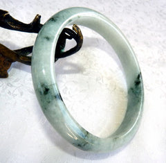 "Power and Compassion" Burmese Jadeite Bangle Bracelet Large/Men's Size 74 mm + Certificate (R1183)