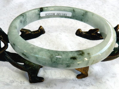 "Power and Compassion" Burmese Jadeite Bangle Bracelet Large/Men's Size 74 mm + Certificate (R1183)