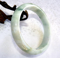 "Green Veins" Burmese Jadeite Bangle Bracelet Large/Men's 73 mm Grade A + Certificate (Y1444)