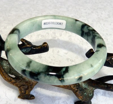 1675 feb 14 2018 Ying Yu's Jewelry Box-"Yin Yang" Mossy Burmese Jadeite Grade A Bangle Bracelet 54.5mm + Certificate (3087)