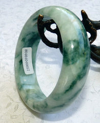 Ying Yu's Jewelry Box "Good Green Veins" Grade A Burmese Jadeite Bangle Bracelet 50mm + Certificate (657)