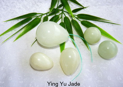 Sale-Women's Wellness Sale- Genuine Natural Chinese Jade "Yoni" Eggs Set and Pair Ben Wa Balls-Drilled with Hole