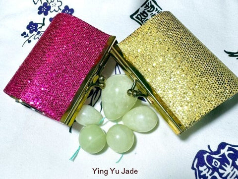 Sale-Womens Wellness Sale - Genuine Natural Chinese Jade "Yoni" Eggs Set and Pair Ben Wa Balls Drilled with Hole and Pouch