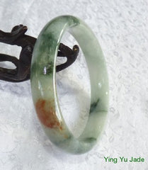 Auspicious Fu Lu Shou Three Color Jadeite Jade Bangle Bracelet 60.5mm (BB1019)