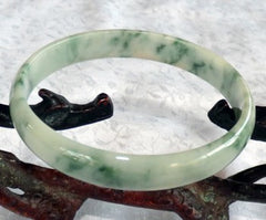 "Chinese Writing" Calligraphy Veins Jadeite Bangle Bracelet 58.5mm (BB1172)