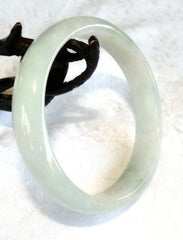 "Free Your Spirit" White Translucent Grade A Jadeite Bangle Bracelet 59mm (BB2619)
