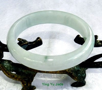 1724 May 17 2018 "Calm Your Spirit" Soft Yin Green Burmese Jadeite Grade A Bangle Bracelet 58.5mm (BB2621)