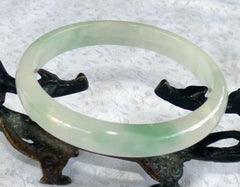 Large/Men's Green Veins on White Jadeite Bangle Bracelet 69mm (BB623)